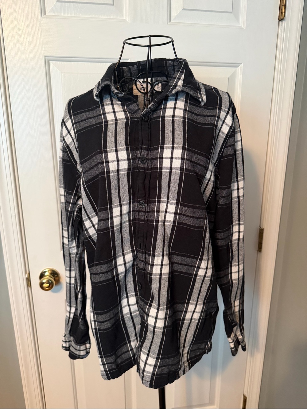 Hollister Black & White Plaid Button-Down Shirt